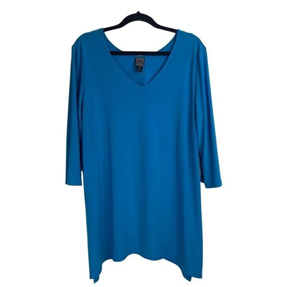 Clara Sunwoo Blue Tunic Top Drapey Blouse Size XL - Picture 1 of 7